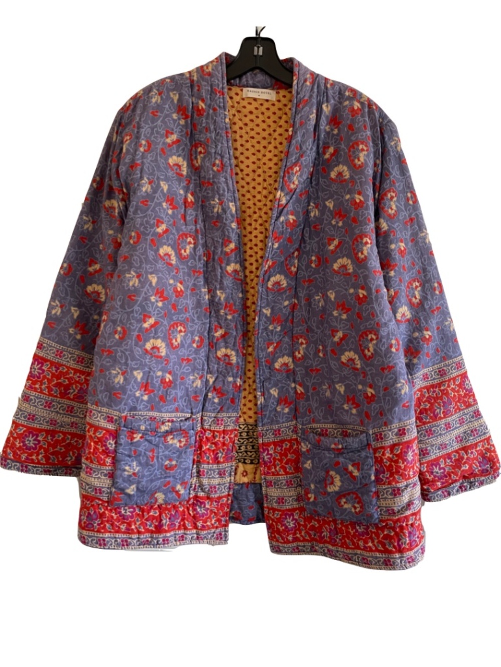 Maison Hotel Quilted Floral Botanical Jacket 100% Cotton Bohemian